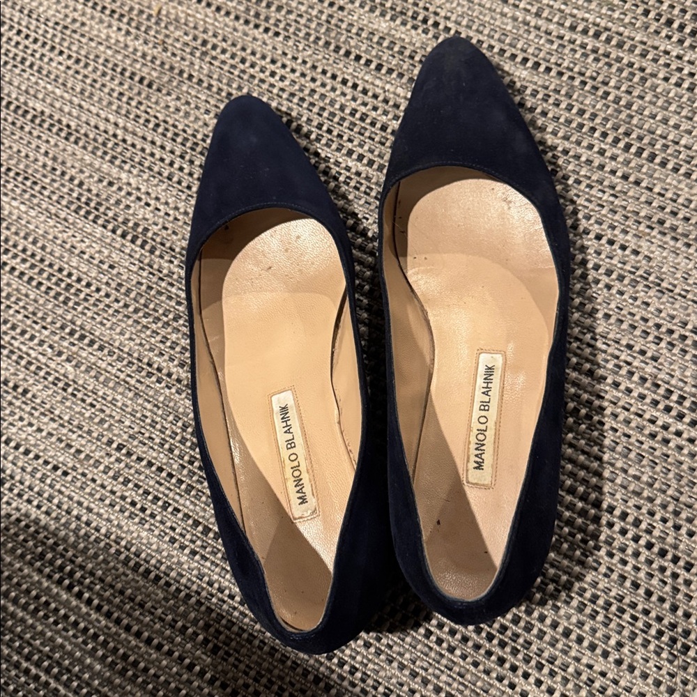 Manolo Blahnik Lista low healed suede pumps - Picture 7 of 16